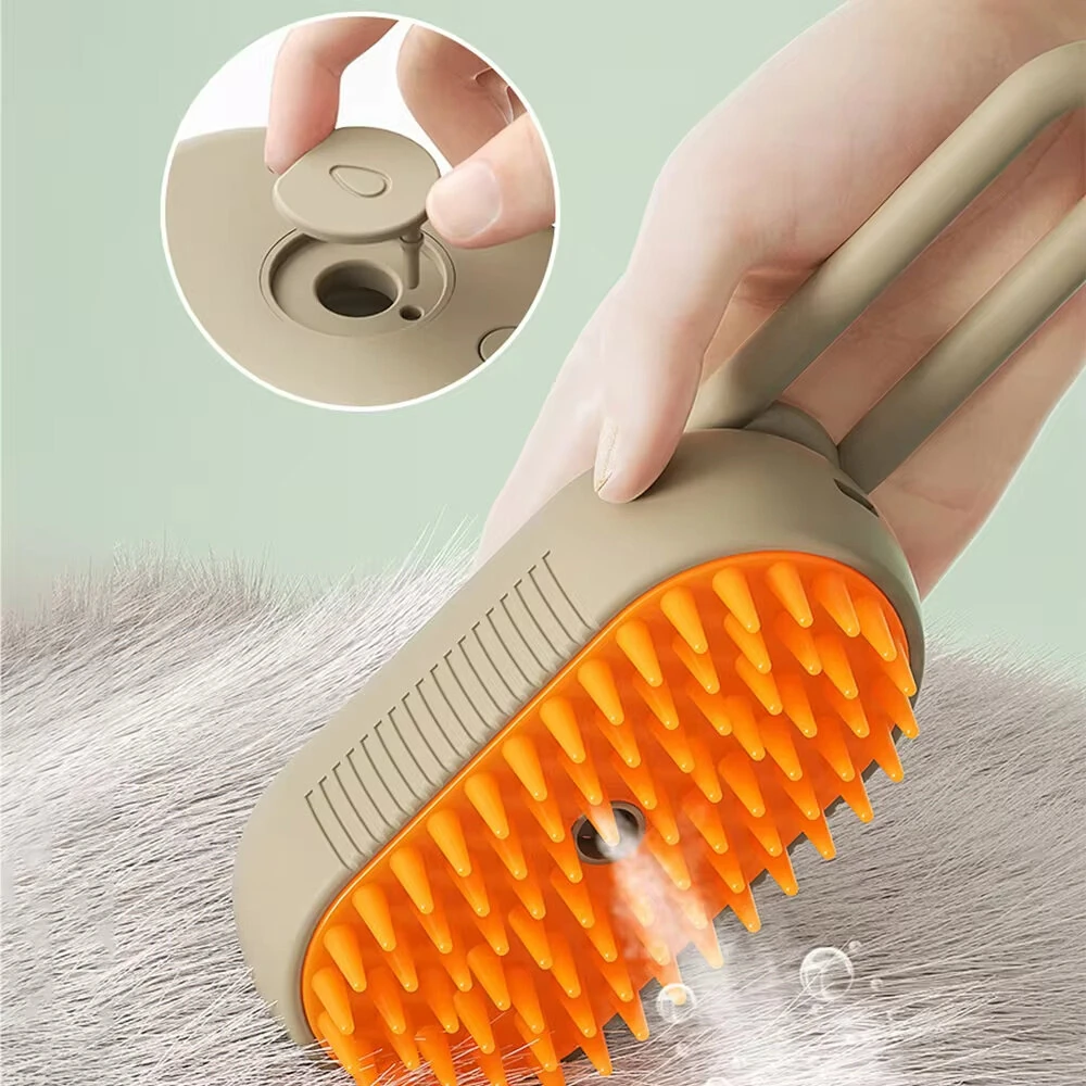 (image for) 3-in-1 Electric Pet Deshedding Brush Water Dog Spray Comb Massage USB Charging Soft Silicone Teeth Pet Grooming Tool