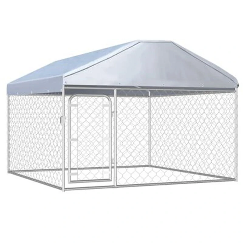(image for) [EU Direct] vidaXL Outdoor Dog Kennel 144493 Puppy Heavy Duty Cage Galvanized Steel Frame Fence Playpen Exercise Pen Chicken Coop Run House Pet Supplies Waterproof Cover Metal Mesh Barrier